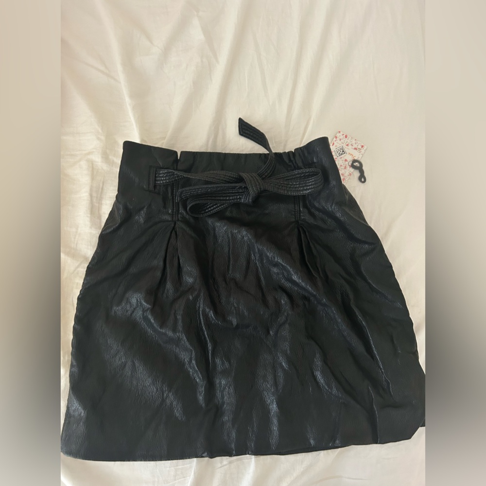 free people leather tie mini skirt